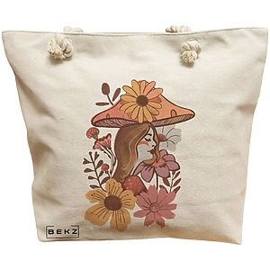 Geanta Canvas Tote pentru femei Colorful Mushrooms 10