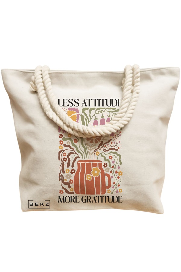 Geanta Canvas Tote pentru femei Boho Style 1, 40x51 cm, Bej, BEKZ® 12 40x51 cm