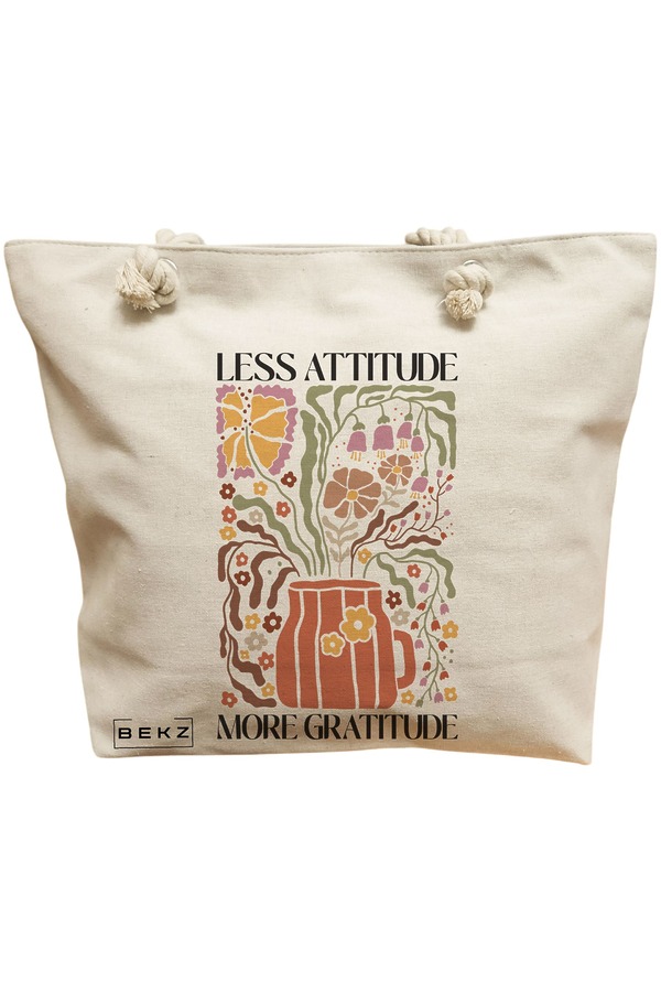 Geanta Canvas Tote pentru femei Boho Style 1, 40x51 cm, Bej, BEKZ® 11 Geanta Canvas Tote pentru femei Boho Style 1