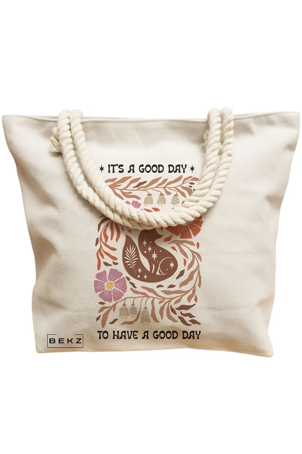 Geanta Canvas Tote pentru femei Boho Style 5, 40x51 cm, Bej, BEKZ® 12 40x51 cm