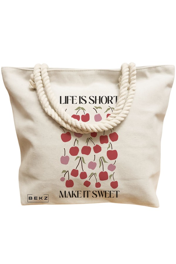Geanta Canvas Tote pentru femei Boho Style 6, 40x51 cm, Bej, BEKZ® 12 40x51 cm