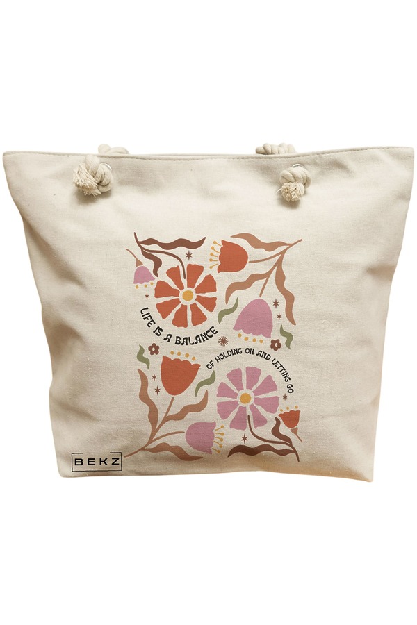 Geanta Canvas Tote pentru femei Boho Style 7, 40x51 cm, Bej, BEKZ® 11 Geanta Canvas Tote pentru femei Boho Style 7