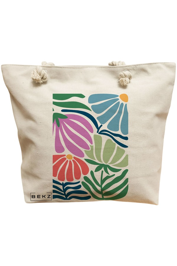 Geanta Canvas Tote pentru femei Boho Style 10, 40x51 cm, Bej, BEKZ® 11 Geanta Canvas Tote pentru femei Boho Style 10