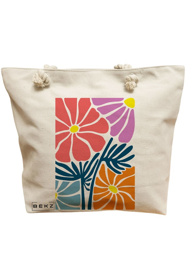 Geanta Canvas Tote pentru femei Boho Style 11, 40x51 cm, Bej, BEKZ® 11 Geanta Canvas Tote pentru femei Boho Style 11