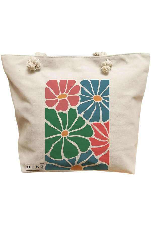 Geanta Canvas Tote pentru femei Boho Style 12, 40x51 cm, Bej, BEKZ® 11 Geanta Canvas Tote pentru femei Boho Style 12