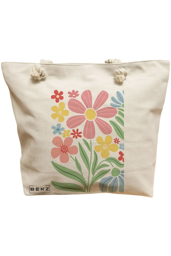 Geanta Canvas Tote pentru femei Boho Style 14, 40x51 cm, Bej, BEKZ® 11 Geanta Canvas Tote pentru femei Boho Style 14