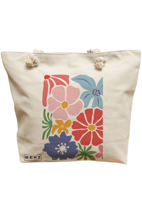 Geanta Canvas Tote pentru femei Boho Style 15, 40x51 cm, Bej, BEKZ® 11 Geanta Canvas Tote pentru femei Boho Style 15