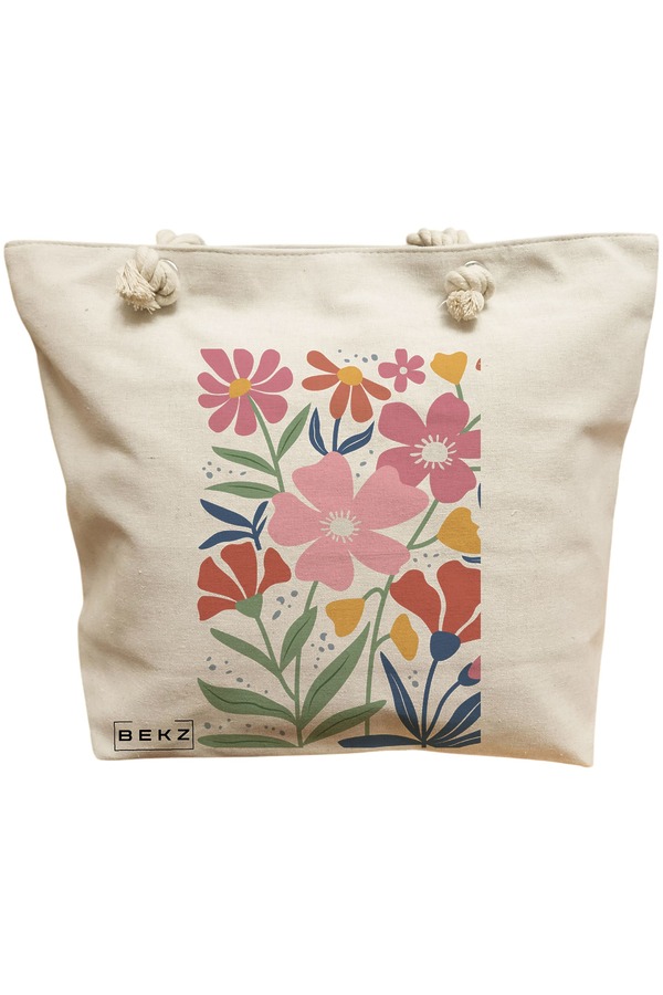 Geanta Canvas Tote pentru femei Boho Style 16, 40x51 cm, Bej, BEKZ® 11 Geanta Canvas Tote pentru femei Boho Style 16