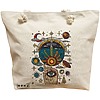 Geanta de Plaja Canvas Tote pentru femei Energy Mood 2, 40x51 cm, Bej, BEKZ® 16 Geanta Canvas Tote pentru femei Energy Mood 2