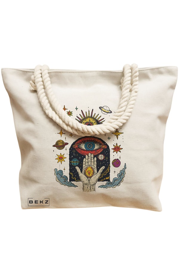 Geanta Canvas Tote pentru femei Energy Mood 3, 40x51 cm, Bej, BEKZ® 12 40x51 cm