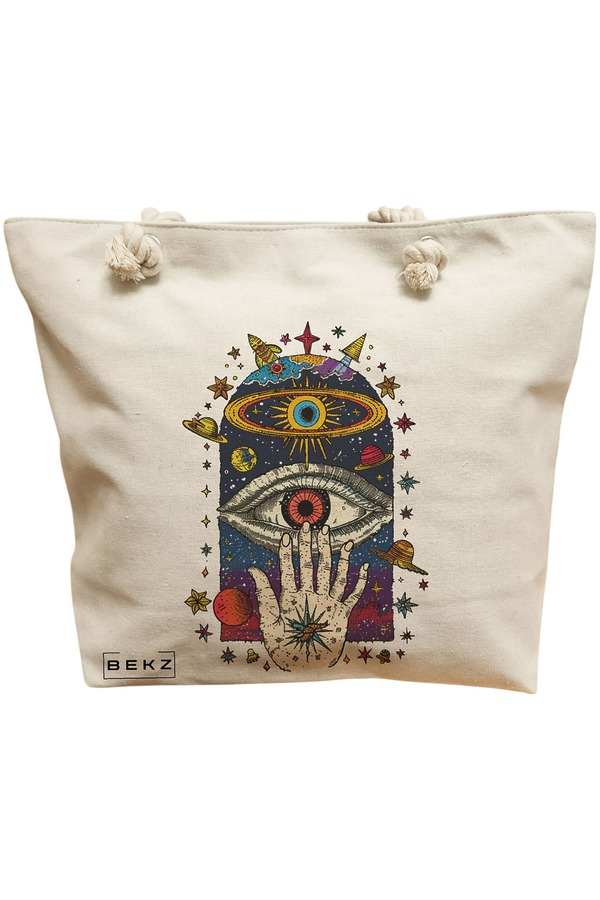 Geanta Canvas Tote pentru femei Energy Mood 4, 40x51 cm, Bej, BEKZ® 11 Geanta Canvas Tote pentru femei Energy Mood 4