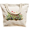 Geanta Canvas Tote pentru femei Colorful Mushrooms 11, 40x51 cm, Bej, BEKZ® 17 40x51 cm