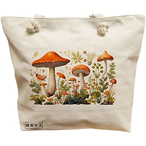 Geanta Canvas Tote pentru femei Colorful Mushrooms 12