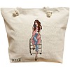 Geanta Canvas Tote pentru femei Travel Girl, 40x51 cm, Bej, BEKZ® 16 Geanta Canvas Tote pentru femei Travel Girl