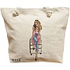 Geanta Canvas Tote pentru femei Travel Girl 2, 40x51 cm, Bej, BEKZ® 16 Geanta Canvas Tote pentru femei Travel Girl 2