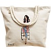 Geanta Canvas Tote pentru femei Travel Girl 3, 40x51 cm, Bej, BEKZ® 17 40x51 cm