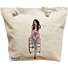 Geanta Canvas Tote pentru femei Travel Girl 3, 40x51 cm, Bej, BEKZ® 16 Geanta Canvas Tote pentru femei Travel Girl 3