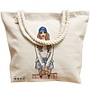 Geanta de Plaja Canvas Tote pentru femei Travel Girl 4, 40x51 cm, Bej, BEKZ® 17 40x51 cm