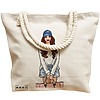 Geanta Canvas Tote pentru femei Travel Girl 5, 40x51 cm, Bej, BEKZ® 17 40x51 cm