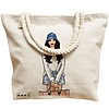 Geanta Canvas Tote pentru femei Travel Girl 6, 40x51 cm, Bej, BEKZ® 17 40x51 cm
