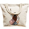 Geanta Canvas Tote pentru femei Travel Girl 8, 40x51 cm, Bej, BEKZ® 17 40x51 cm