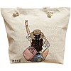 Geanta Canvas Tote pentru femei Travel Girl 9, 40x51 cm, Bej, BEKZ® 16 Geanta Canvas Tote pentru femei Travel Girl 9