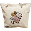Geanta Canvas Tote pentru femei Travel Girl 10, 40x51 cm, Bej, BEKZ® 16 Geanta Canvas Tote pentru femei Travel Girl 10
