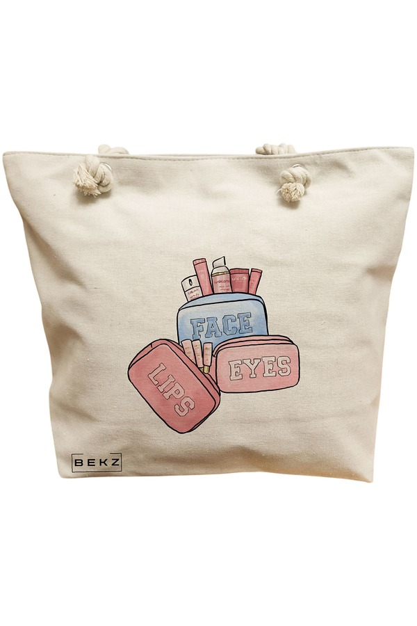 Geanta Canvas Tote pentru femei Travel Girl 11, 40x51 cm, Bej, BEKZ® 11 Geanta Canvas Tote pentru femei Travel Girl 11