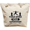 Geanta Canvas Tote pentru femei Yoga gives you super powers, 40x51 cm, Bej, BEKZ® 16 Geanta Canvas Tote pentru femei Yoga gives you super powers