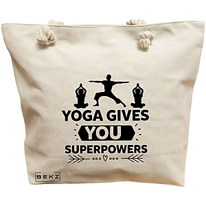 Geanta Canvas Tote pentru femei Yoga gives you super powers