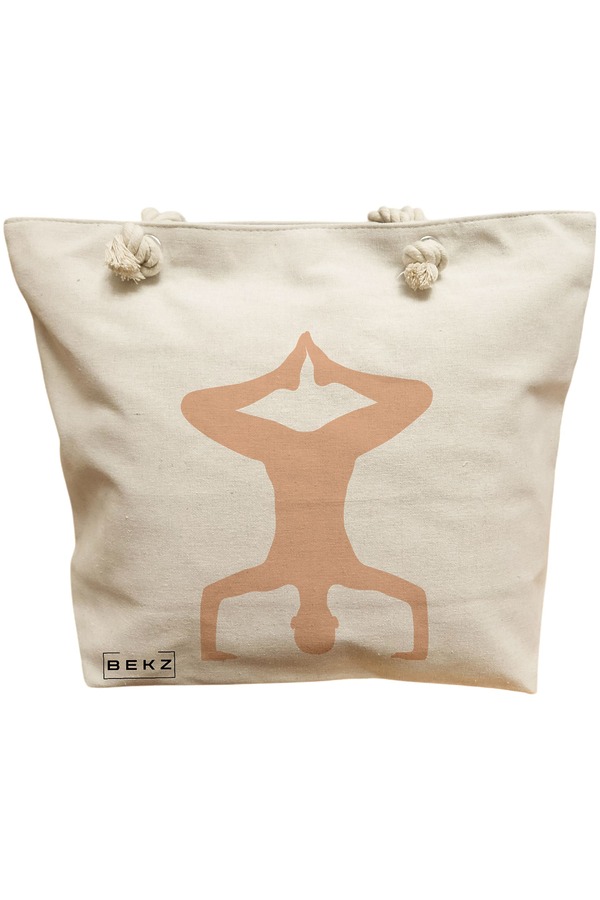 Geanta Canvas Tote pentru femei Yoga 1, 40x51 cm, Bej, BEKZ® 11 Geanta Canvas Tote pentru femei Yoga 1