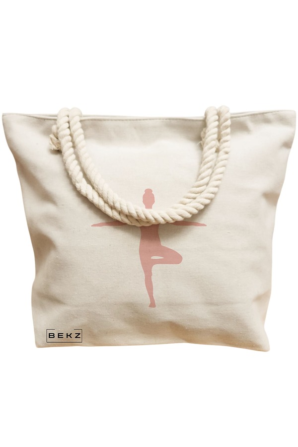 Geanta Canvas Tote pentru femei Yoga 4, 40x51 cm, Bej, BEKZ® 12 40x51 cm