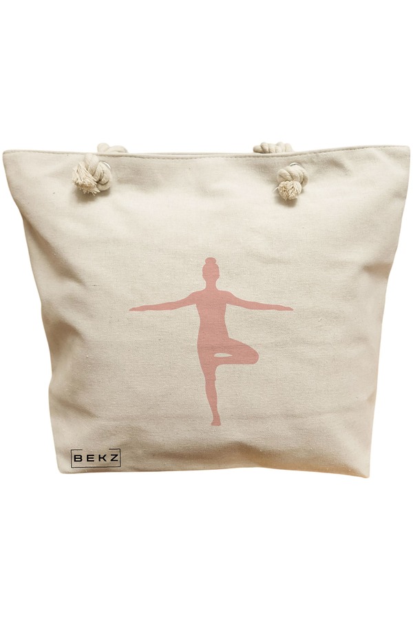 Geanta Canvas Tote pentru femei Yoga 4, 40x51 cm, Bej, BEKZ® 11 Geanta Canvas Tote pentru femei Yoga 4