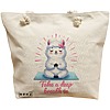 Geanta Canvas Tote pentru femei Yoga Take a deep breath in, 40x51 cm, Bej, BEKZ® 16 Geanta Canvas Tote pentru femei Yoga Take a deep breath in