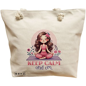 Geanta Canvas Tote pentru femei Yoga Keep calm and Om