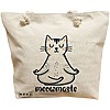 Geanta Canvas Tote pentru femei Yoga Meowmaste, 40x51 cm, Bej, BEKZ® 16 Geanta Canvas Tote pentru femei Yoga Meowmaste