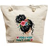 Geanta Canvas Tote pentru femei Yoga Hair don't care, 40x51 cm, Bej, BEKZ® 16 Geanta Canvas Tote pentru femei Yoga Hair don't care