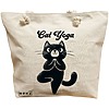 Geanta Canvas Tote pentru femei Yoga Cat, 40x51 cm, Bej, BEKZ® 16 Geanta Canvas Tote pentru femei Yoga Cat