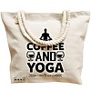 Geanta Canvas Tote pentru femei Yoga Coffee and Yoga, 40x51 cm, Bej, BEKZ® 17 40x51 cm