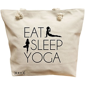 Geanta Canvas Tote pentru femei Yoga Eat Sleep Yoga