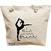 Geanta Canvas Tote pentru femei Yoga I bend so I don't break, 40x51 cm, Bej, BEKZ® 16 Geanta Canvas Tote pentru femei Yoga I bend so I don't break