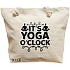 Geanta Canvas Tote pentru femei Yoga It's yoga o'clock, 40x51 cm, Bej, BEKZ® 16 Geanta Canvas Tote pentru femei Yoga It's yoga o'clock