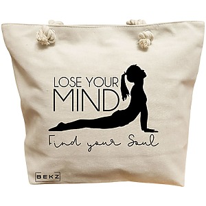 Geanta Canvas Tote pentru femei Yoga Lose your mind Find your soul