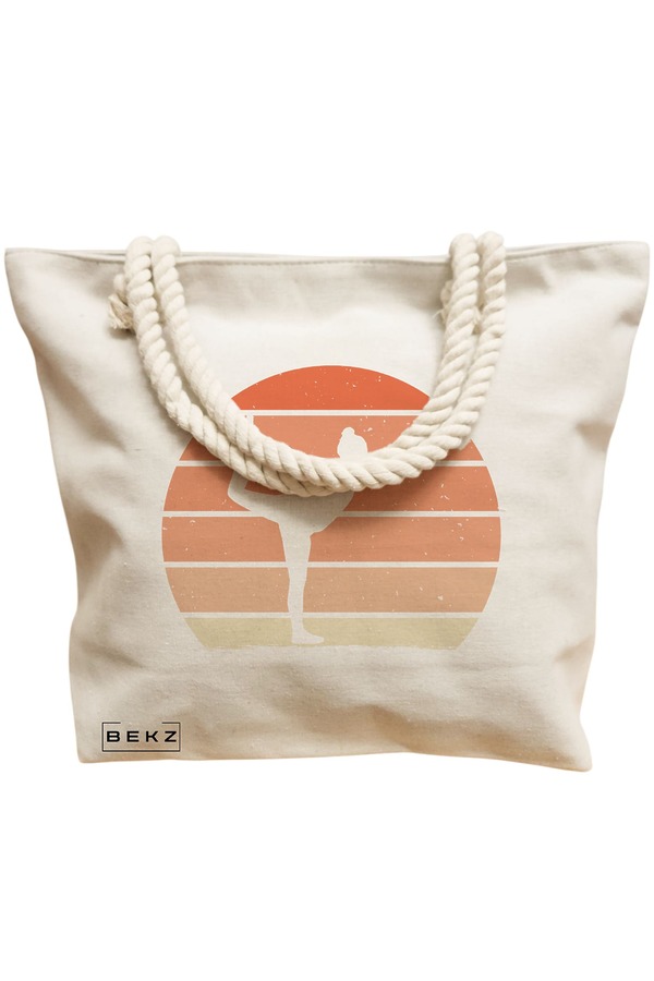 Geanta Canvas Tote pentru femei Yoga 6, 40x51 cm, Bej, BEKZ® 12 40x51 cm