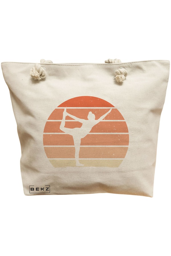 Geanta Canvas Tote pentru femei Yoga 6, 40x51 cm, Bej, BEKZ® 11 Geanta Canvas Tote pentru femei Yoga 6