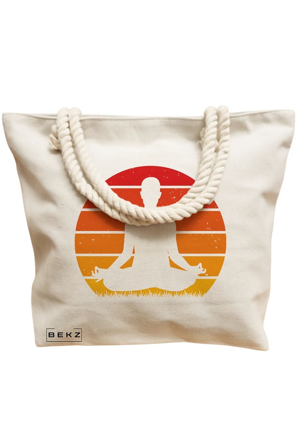 Geanta Canvas Tote pentru femei Yoga 7, 40x51 cm, Bej, BEKZ® 12 40x51 cm