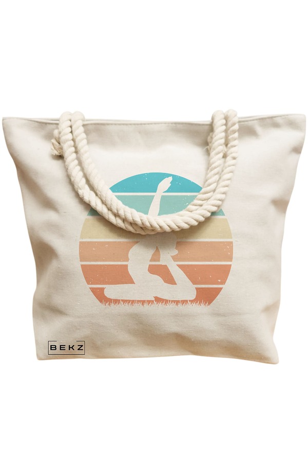 Geanta Canvas Tote pentru femei Yoga 8, 40x51 cm, Bej, BEKZ® 12 40x51 cm