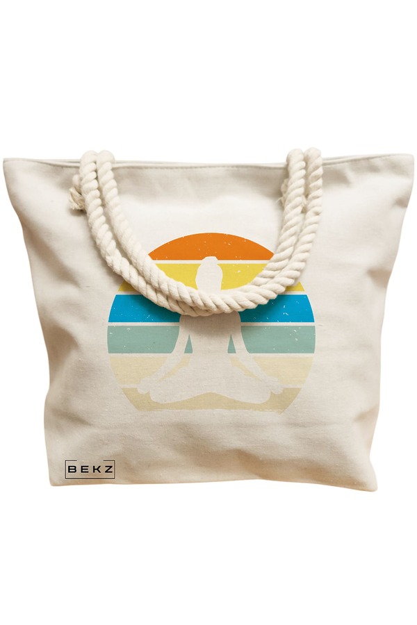 Geanta Canvas Tote pentru femei Yoga 9, 40x51 cm, Bej, BEKZ® 12 40x51 cm