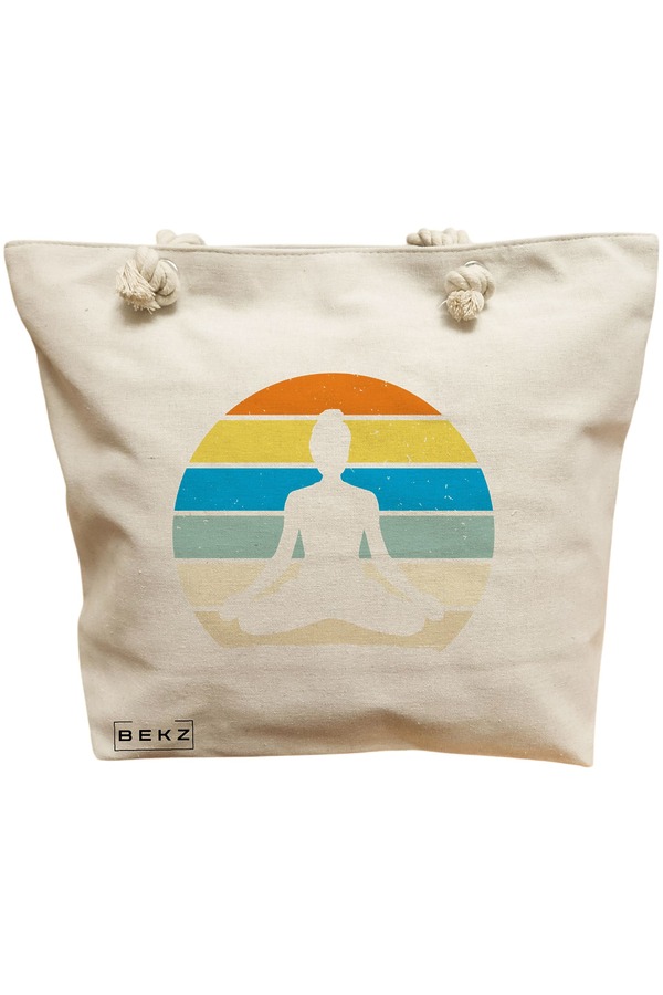 Geanta Canvas Tote pentru femei Yoga 9, 40x51 cm, Bej, BEKZ® 11 Geanta Canvas Tote pentru femei Yoga 9