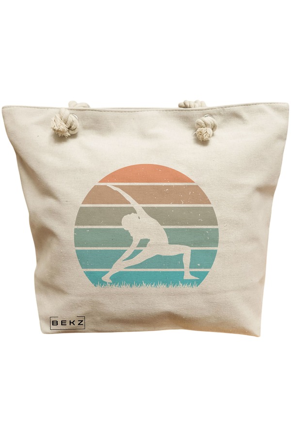 Geanta Canvas Tote pentru femei Yoga 10, 40x51 cm, Bej, BEKZ® 11 Geanta Canvas Tote pentru femei Yoga 10